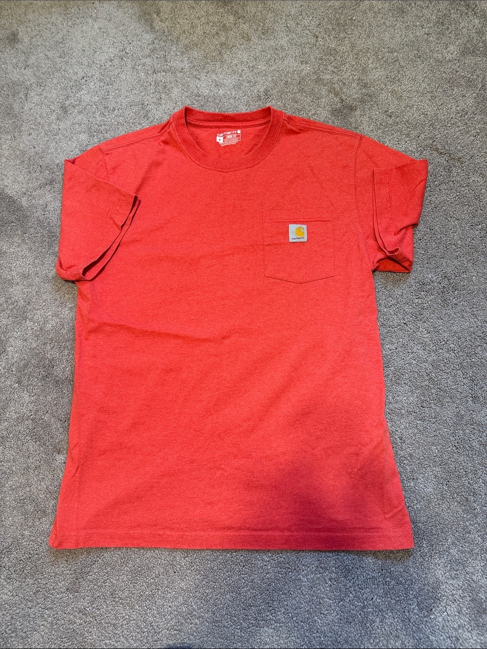 Carhartt Men's Coral-Red Pocket Tee